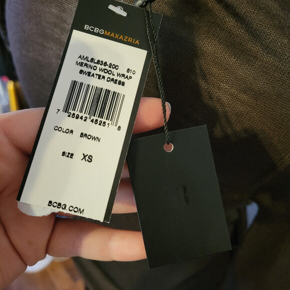 Bcbgmaxazria, XS | NWT Brown Wool Wrap Sweater Dress - Picture 6 of 6